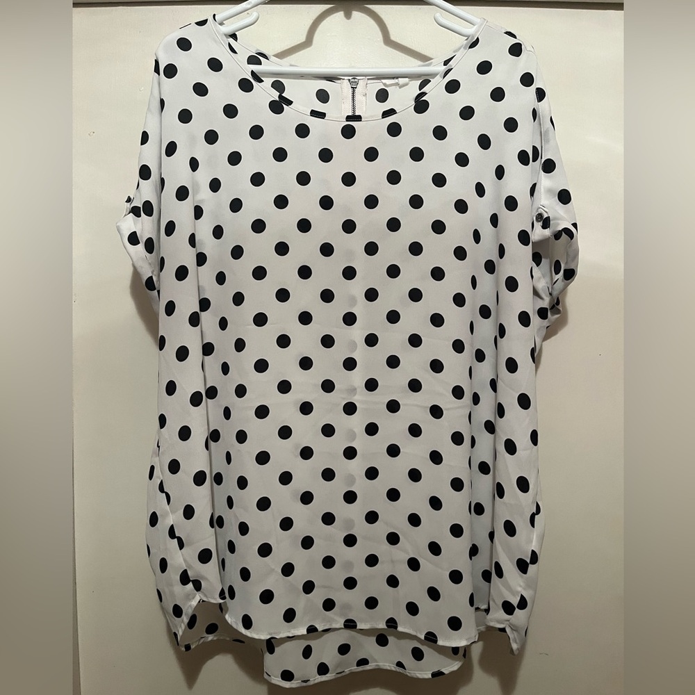 Maurices Black and White Polka Dot Blouse